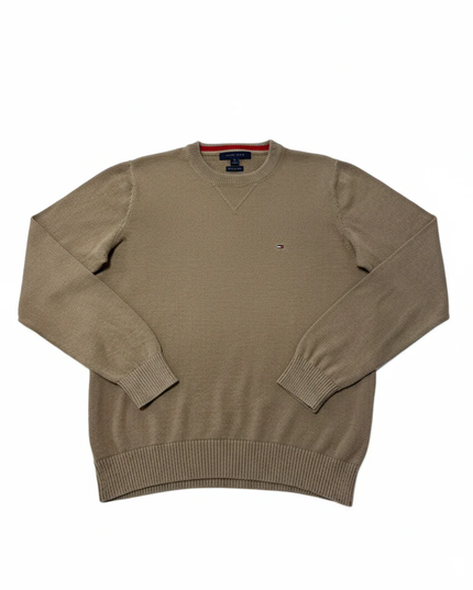 Tommy Hilfiger Tan Premium Cotton Crewneck Sweater