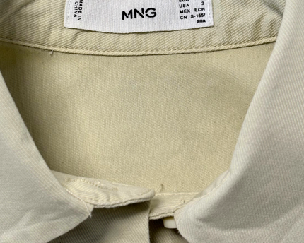 MNG Stone Beige Box Pleat Structured Cropped Shirt