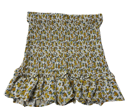 Bershka White Floral Smocked Two-Piece Crop Top