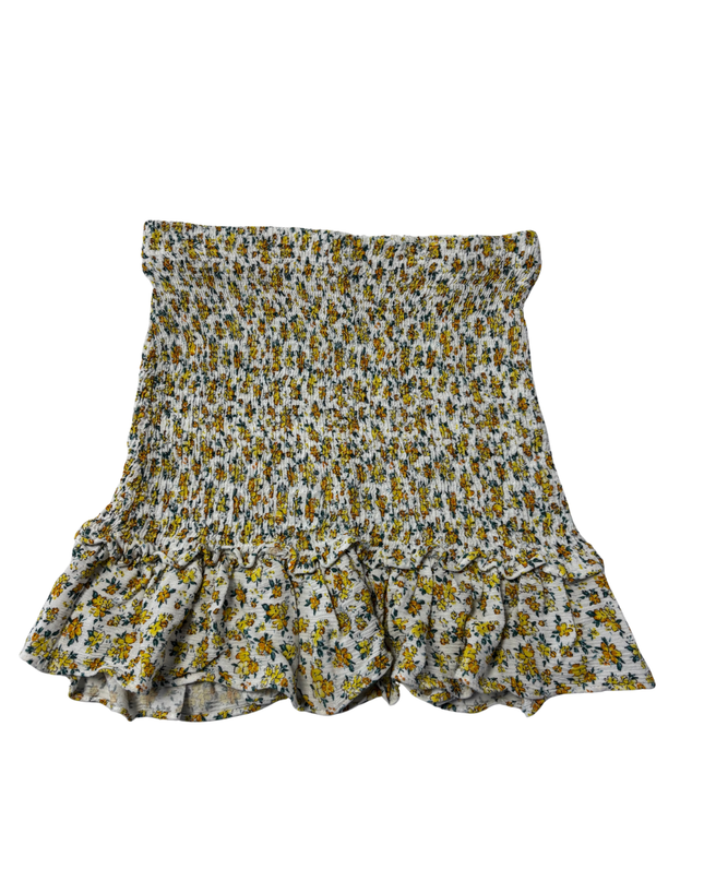 Bershka White Floral Smocked Two-Piece Crop Top