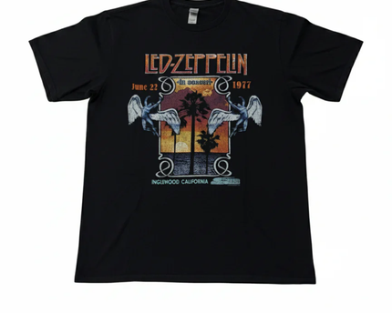 Gildan Black Led Zeppelin 1977 Concert Graphic Tee