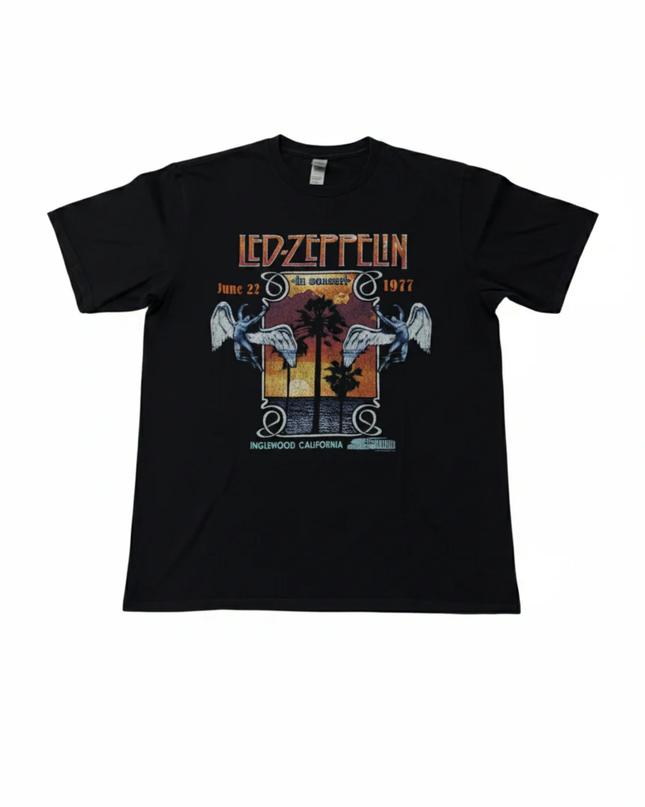 Gildan Black Led Zeppelin 1977 Concert Graphic Tee