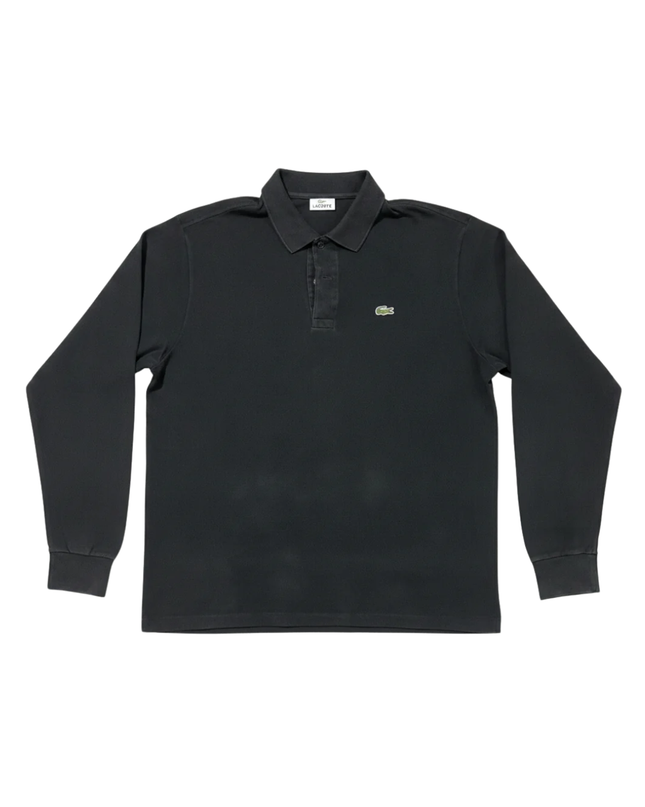 Lacoste Black Long-Sleeve Pique Polo Shirt