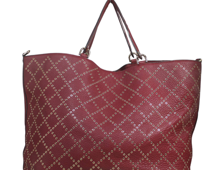 Michael Kors Burgundy Studded Eyelet Grommet Tote Bag