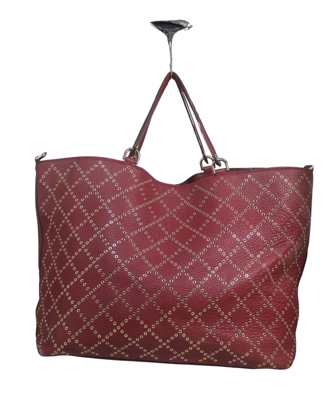 Michael Kors Burgundy Studded Eyelet Grommet Tote Bag