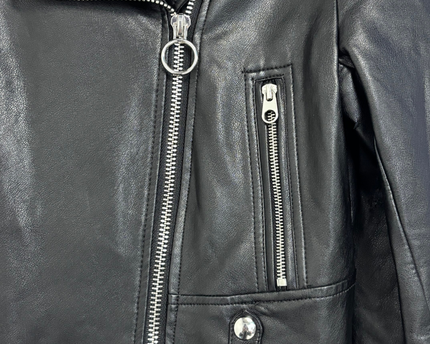 Bershka Black Faux Leather Cropped Biker Jacket