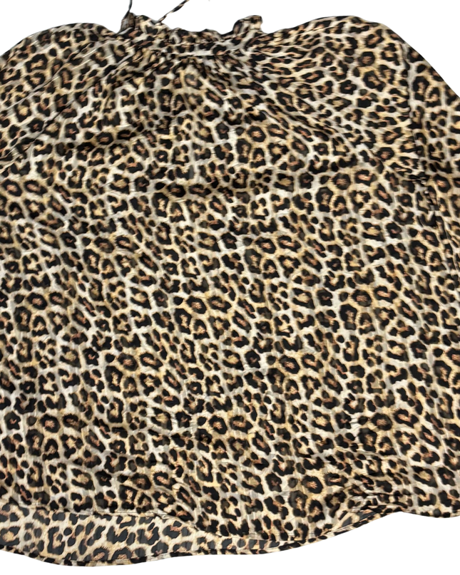 H&M Leopard Print Ruffle Neck Tie Blouse