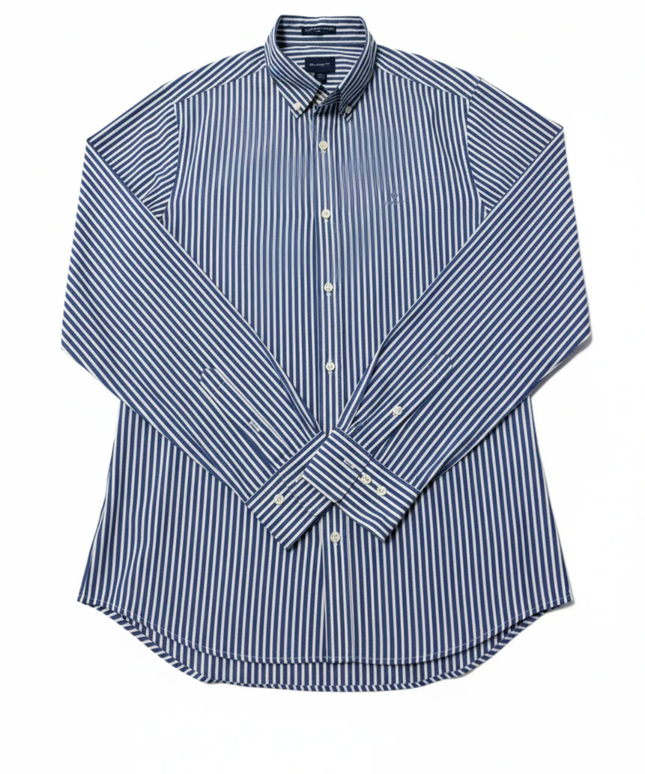 GANT Blue/White Striped Broadcloth Slim Fit Shirt