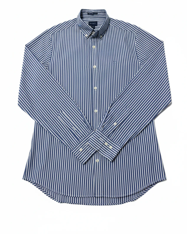 GANT Blue/White Striped Broadcloth Slim Fit Shirt