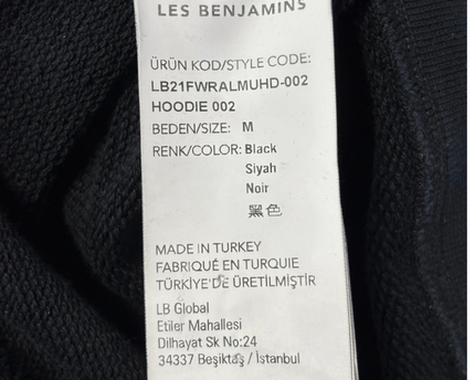 LES BENJAMINS Black Graphic Print Hoodie