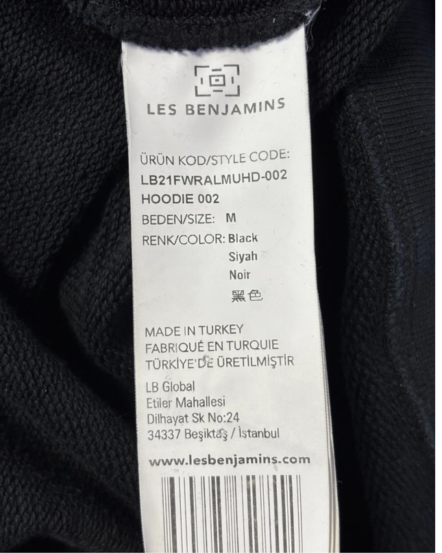 LES BENJAMINS Black Graphic Print Hoodie