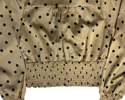 Blu Pepper Tan with Black Polka Dots Blouse