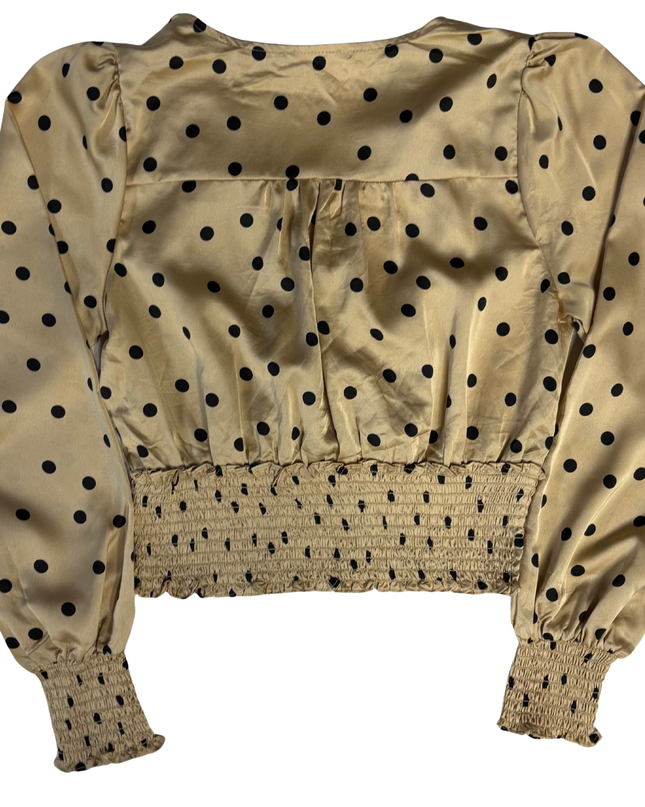 Blu Pepper Tan with Black Polka Dots Blouse
