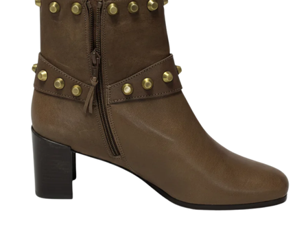 Stuart Weitzman Brown Studded Leather Ankle Boots
