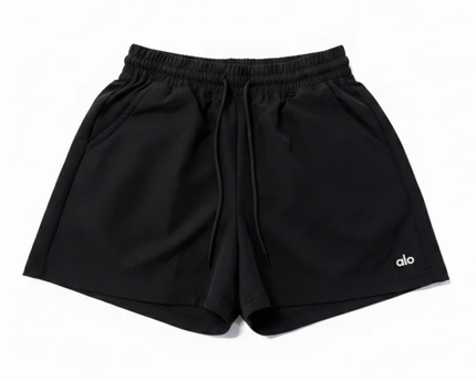 Alo Black Performance Cotton-Blend Sports Shorts