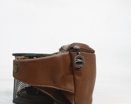 Longchamp Brown Pebbled Leather Toiletry Pouch