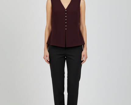 H&M Dark Purple Button-Front V-Neck Sleeveless Vest