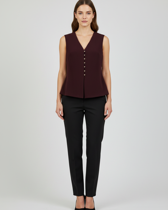 H&M Dark Purple Button-Front V-Neck Sleeveless Vest