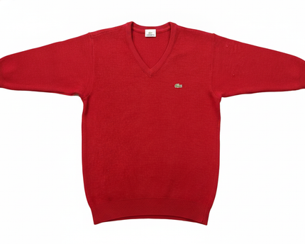 Lacoste Red V-Neck Knit Sweater