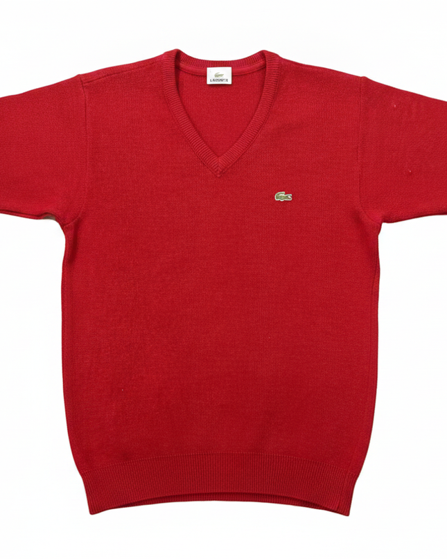 Lacoste Red V-Neck Knit Sweater