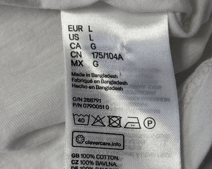 H&M White V-Neck Long Sleeve Cotton T-Shirt