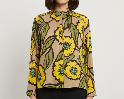 Chepè Floral Yellow and Green Italian Blouse