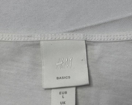 H&M White V-Neck Long Sleeve Cotton T-Shirt