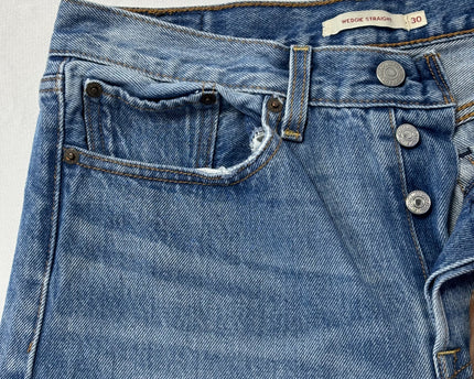 Levi's Blue Wedgie Straight Raw Hem Jeans