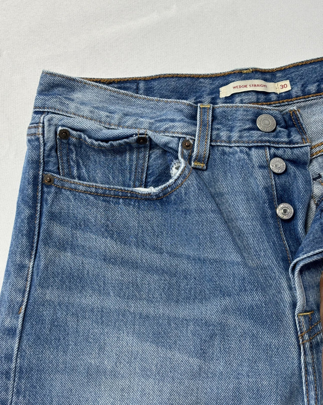 Levi's Blue Wedgie Straight Raw Hem Jeans
