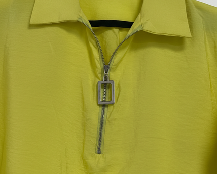 DeFacto Yellow Quarter-Zip Long Sleeve Tunic Dress