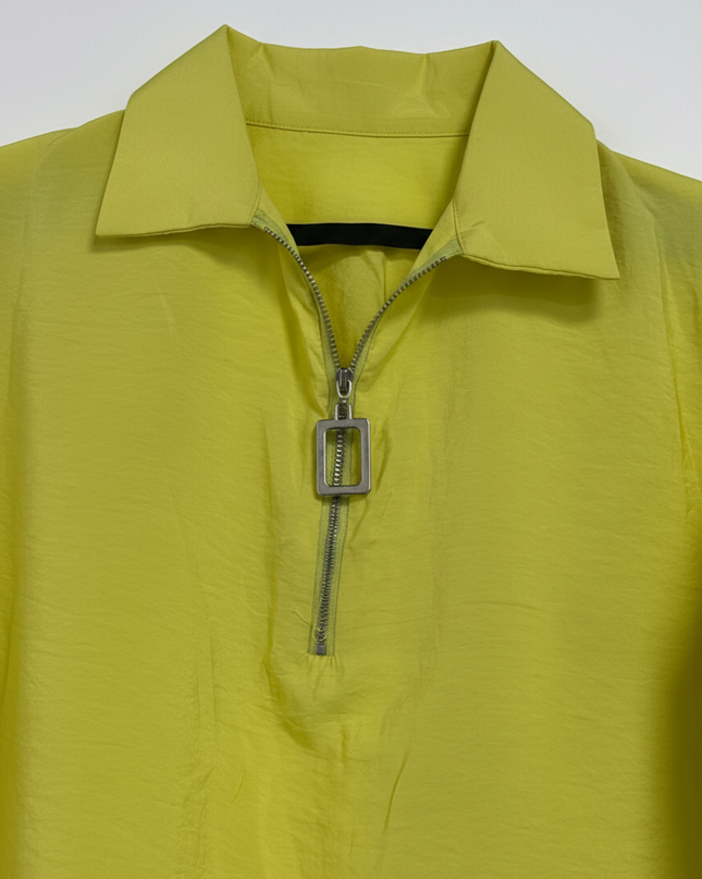 DeFacto Yellow Quarter-Zip Long Sleeve Tunic Dress