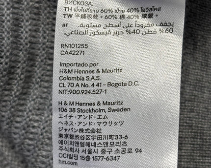 H&M Grey Ribbed Open-Front Longline Cardigan