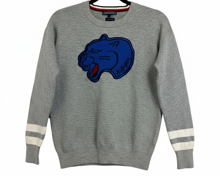 Tommy Hilfiger Grey Panther Patch Pima Cotton Crewneck Sweater