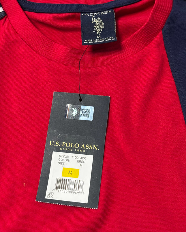 U.S. Polo Assn. Red Striped Sporty Cotton T-Shirt | With Tag