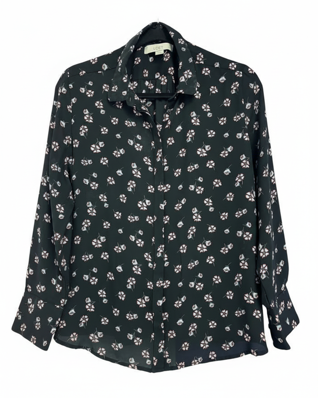 Loft Petite Floral Long Sleeve Button-Down Blouse