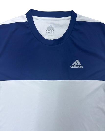 Adidas White & Navy Colorblock Sports Tee - S