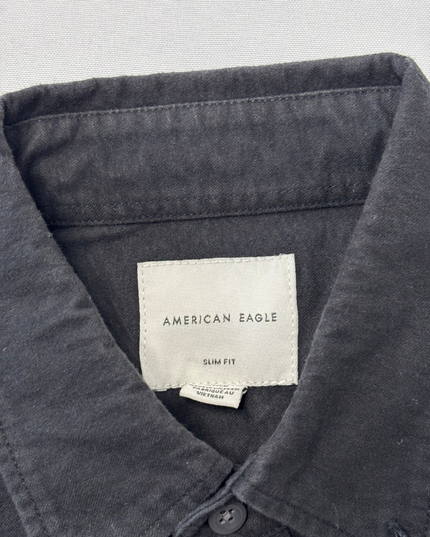 American Eagle Slim Fit Washed Black Casual Shirt - M