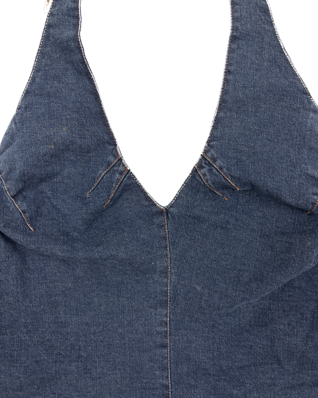 SABA Dark Wash Denim Halter Top- XXS