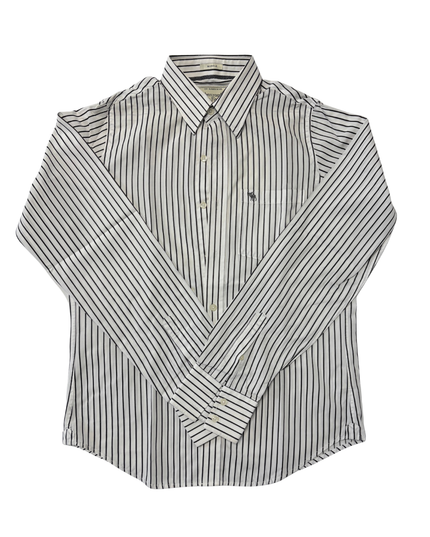 Abercrombie & Fitch Black & White Striped Muscle Fit Button-Down Shirt - M