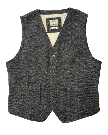 White Stuff Gentlemen’s Relish Gray Herringbone Wool Blend Waistcoat