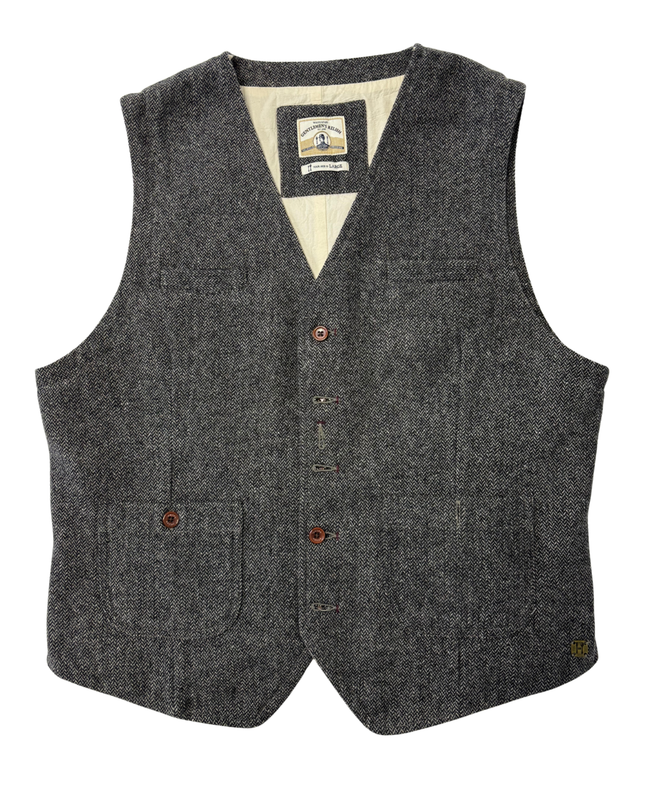 White Stuff Gentlemen’s Relish Gray Herringbone Wool Blend Waistcoat