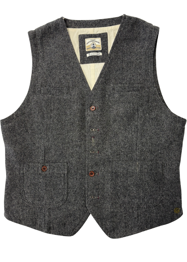 White Stuff Gentlemen’s Relish Gray Herringbone Wool Blend Waistcoat