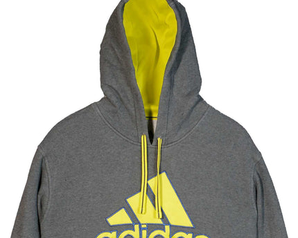Adidas Men’s Athletic Hoodie Pockets Pullover Emblem Gray Hoodie