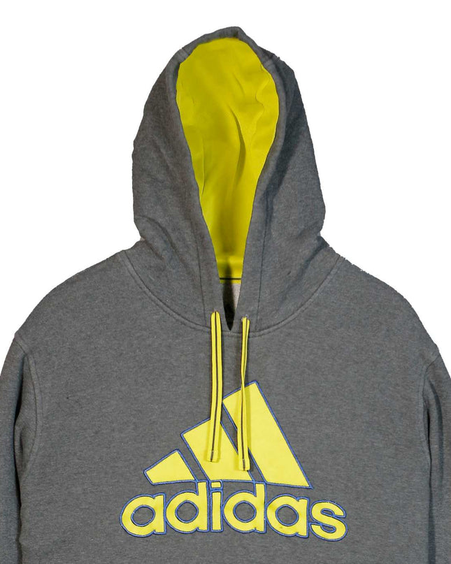 Adidas Men’s Athletic Hoodie Pockets Pullover Emblem Gray Hoodie