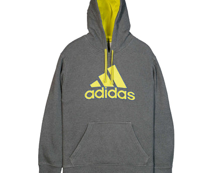 Adidas Men’s Athletic Hoodie Pockets Pullover Emblem Gray Hoodie