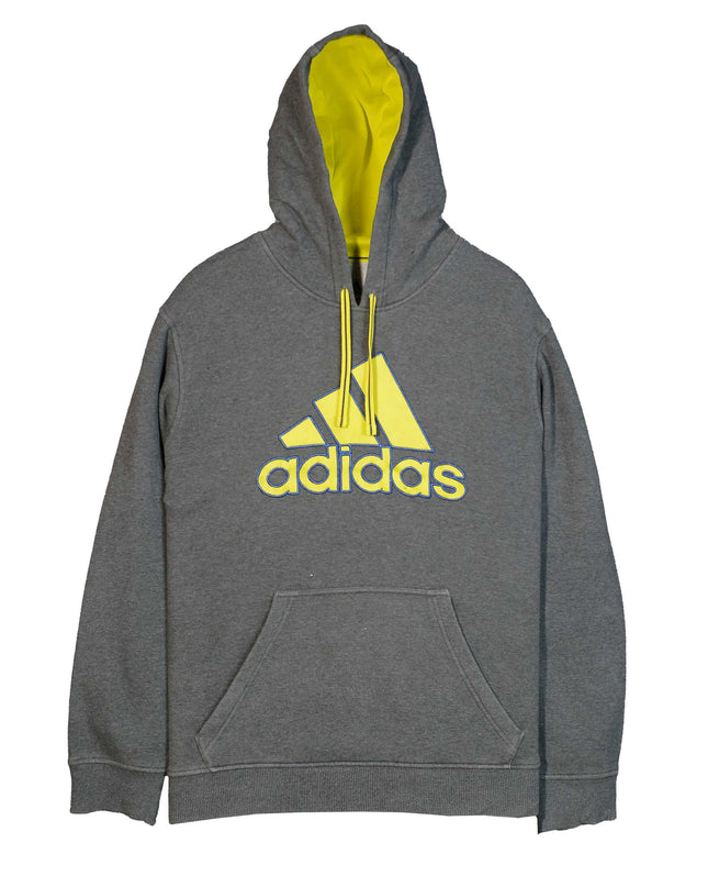 Adidas Men’s Athletic Hoodie Pockets Pullover Emblem Gray Hoodie