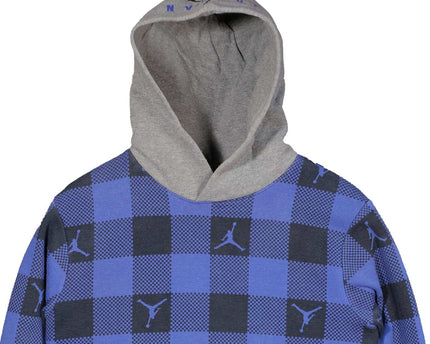Nike Air Jordan Jump man Holiday Plaid Pullover Blue Hoodie