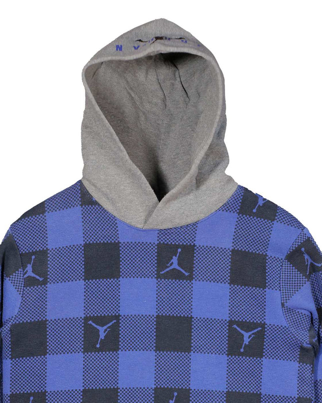 Nike Air Jordan Jump man Holiday Plaid Pullover Blue Hoodie