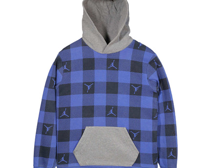 Nike Air Jordan Jump man Holiday Plaid Pullover Blue Hoodie