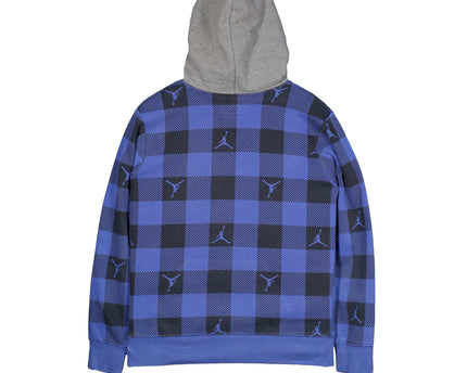 Nike Air Jordan Jump man Holiday Plaid Pullover Blue Hoodie